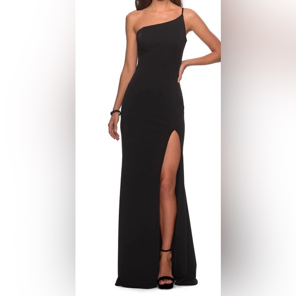 LA FEMME LONG ONE SHOULDER DRESS 28176